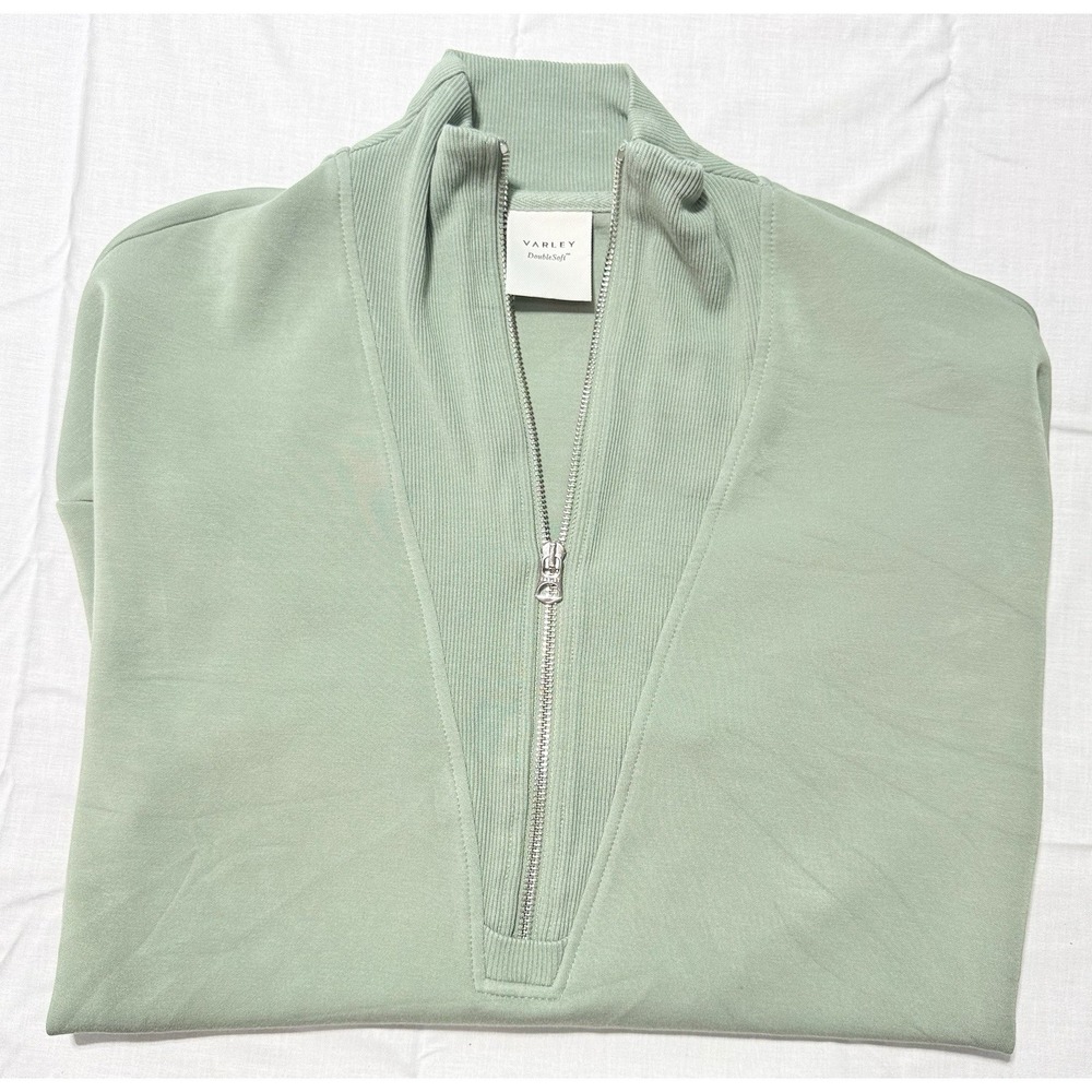 Varley Masie Longline Sweatshirt DoubleSoft 1/4 Half Zip Pullover Green VAR02087